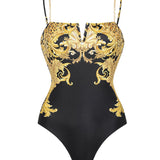 Maillot de bain Vintage Maille imprimée Protection solaire