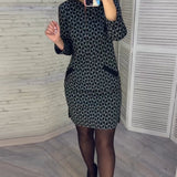Robe à imprimé losange et manches longues