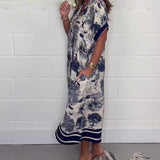 Robe à poche col V imprimé animal