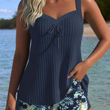 Tankini Rayé Deux Pièces Short De Plage