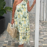 Robe asymétrique à imprimé floral