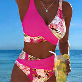 Bikini Contraste Floral Fendu