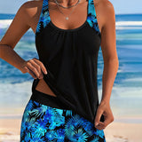 Tankini Débardeur Sans Manches Coupe Carrée