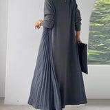 Robe pull plissée élégante à manches longues