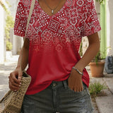 T-Shirt Col V Imprimé