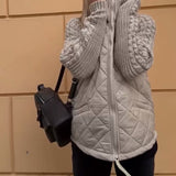 Manteau zippé à col haut de couleur unie