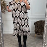 Robe à revers imprimé et fente latérale