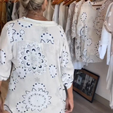 Blouse Polyvalente Col En V Imprimée Manches Mi-Longues