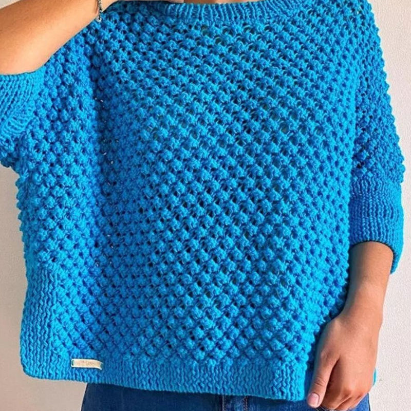 Pull ample couleur unie col rond