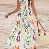 Robe sans manches à imprimé animal coloré