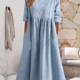 Robe unie en coton lin