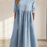 Robe unie en coton lin