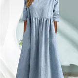Robe unie en coton lin