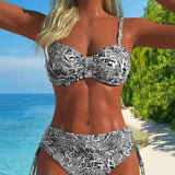 Maillot de Bain en Deux Pièces Accrocheur avec Motif Léopard