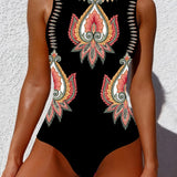 Maillot de Bain Paisley Sans Manches Monopièce