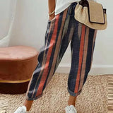 Pantalon décontracté en coton et lin pour femme