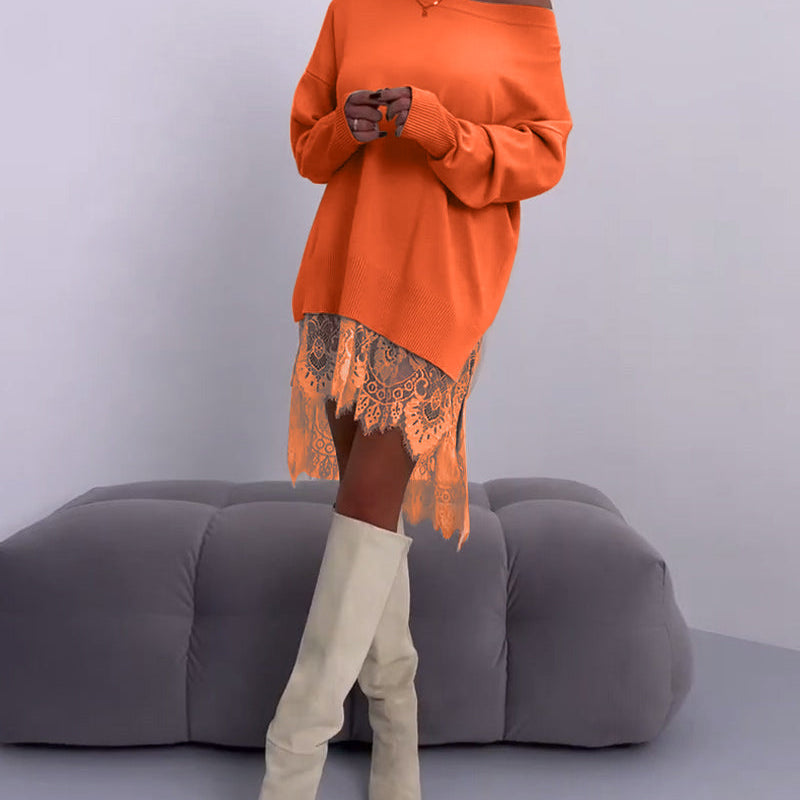 Pull slim à épaules dénudées de couleur unie
