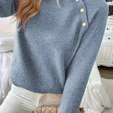 Pull Bouton Décoré Manche Raglan
