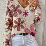 Pull À Col En V Avec Motif Ajouré
