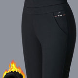 Pantalon taille haute décontracté avec poches
