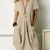 Robe unie col rond manches courtes