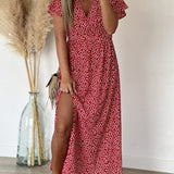 Robe longue imprimée à encolure en V