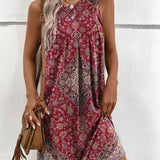 Robe débardeur à imprimé géométrique Boho