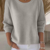 Pull Uni Col Rond Épaule Tombante