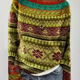 Pull-over col rond bloc de couleur