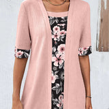 Blouse élégante à empiècements à imprimé floral