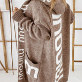 Cardigan long ample à imprimé lettres