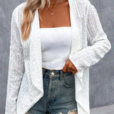 Cardigan élégant creux de couleur unie