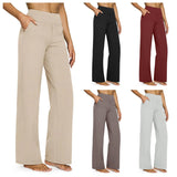 Pantalon Femme Taille Haute Extensible Décontracté Yoga Jambe Large