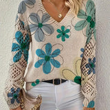 Pull À Col En V Avec Motif Ajouré