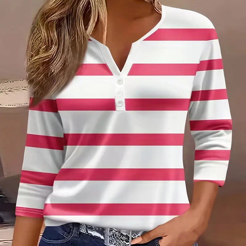 Blouse Manches Longues Polyvalente Rayée