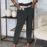 Pantalon patchwork irrégulier à poches de couleur unie à la mode