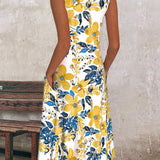 Robe sans manches avec imprimé floral et poche