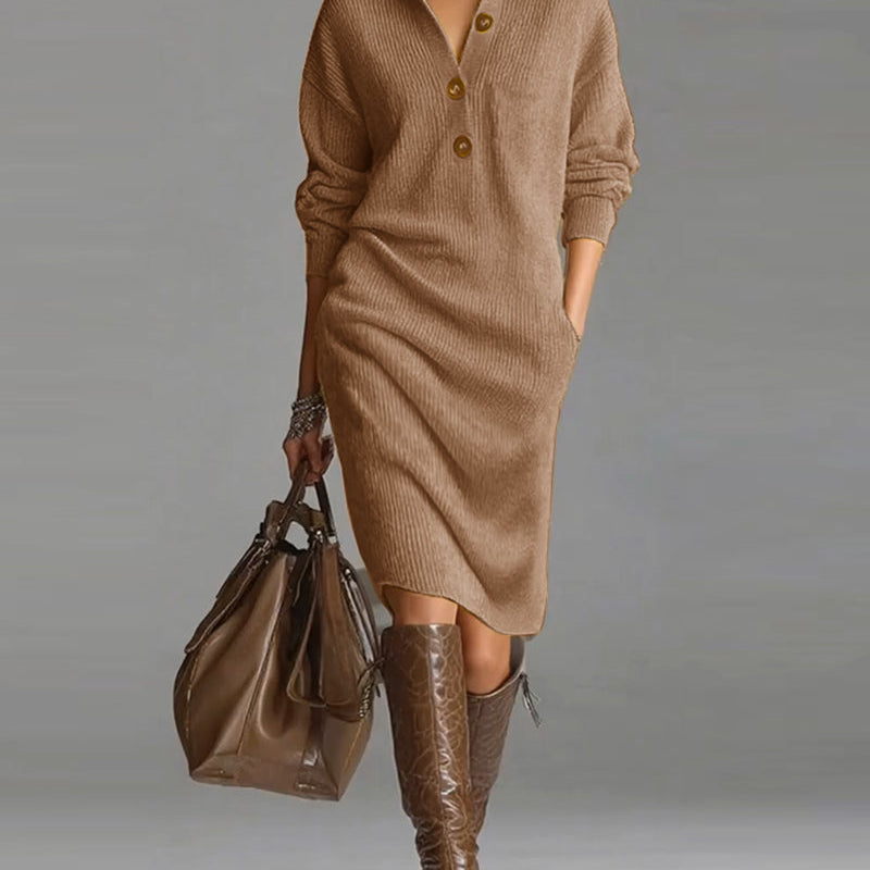 Robe pull décontractée de couleur unie pour l'automne et l'hiver