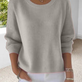 Pull Uni Col Rond Épaule Tombante