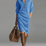 Robe pull décontractée de couleur unie pour l'automne et l'hiver