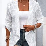 Cardigan élégant creux de couleur unie