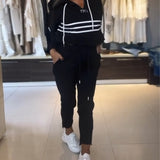 Ensemble sweat-shirt à capuche décontracté à imprimé rayé