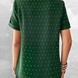 T-shirt avec col en V et bouton