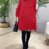 Robe décontractée au genou avec manches longues