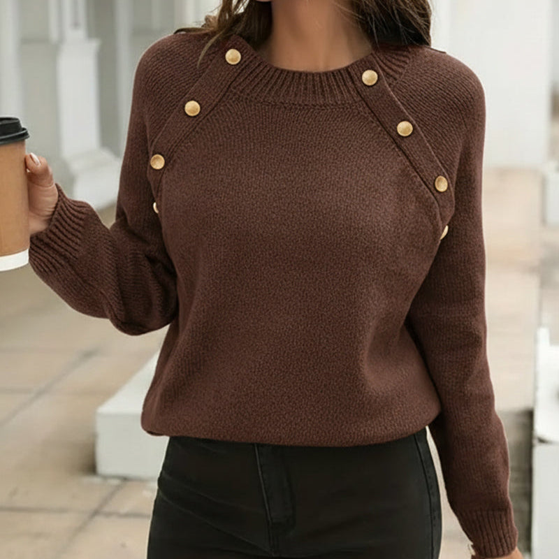 Pull Boutonné À Col Rond