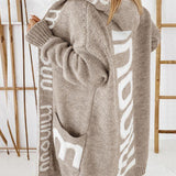 Cardigan long ample à imprimé lettres