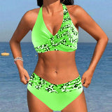 Bikini dos nu imprimé patchwork léopard