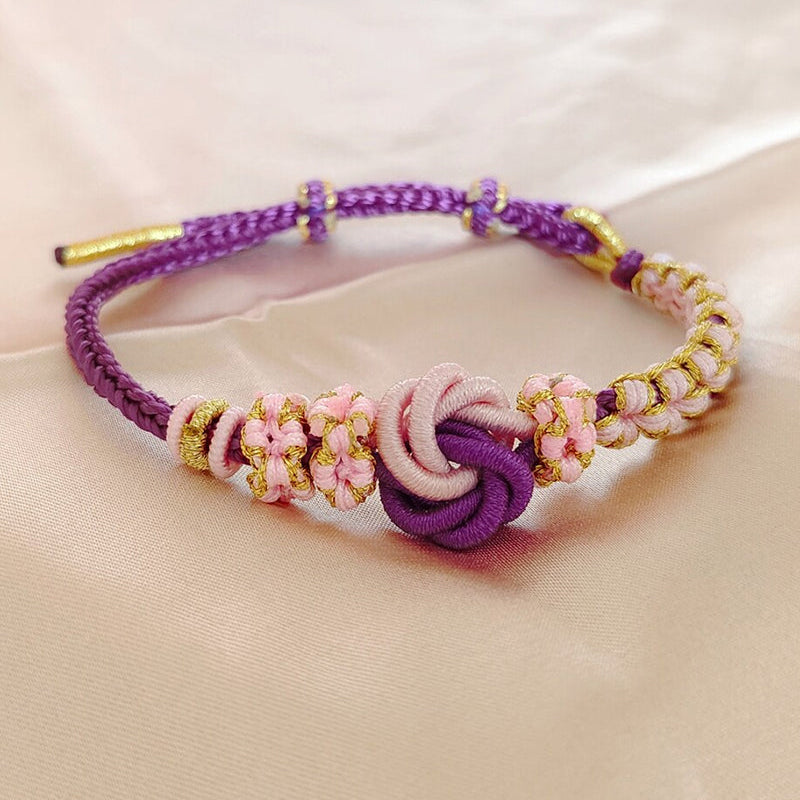 Bracelet avec noeud de fleurs de pêcher