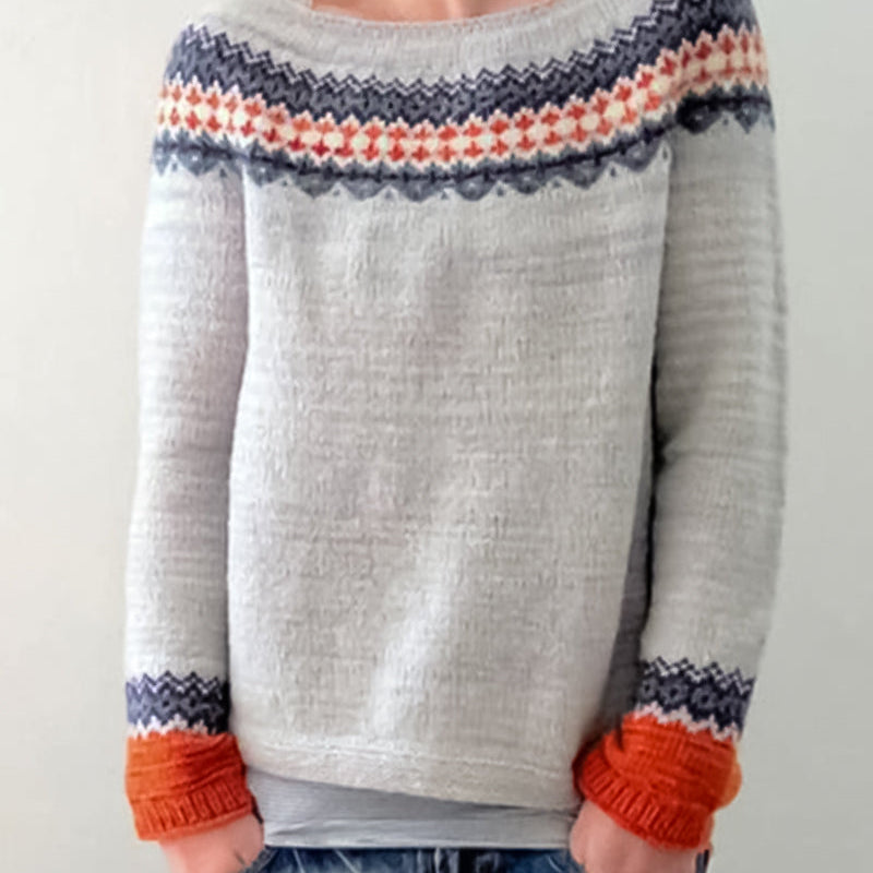 Pull-over col rond bloc de couleur