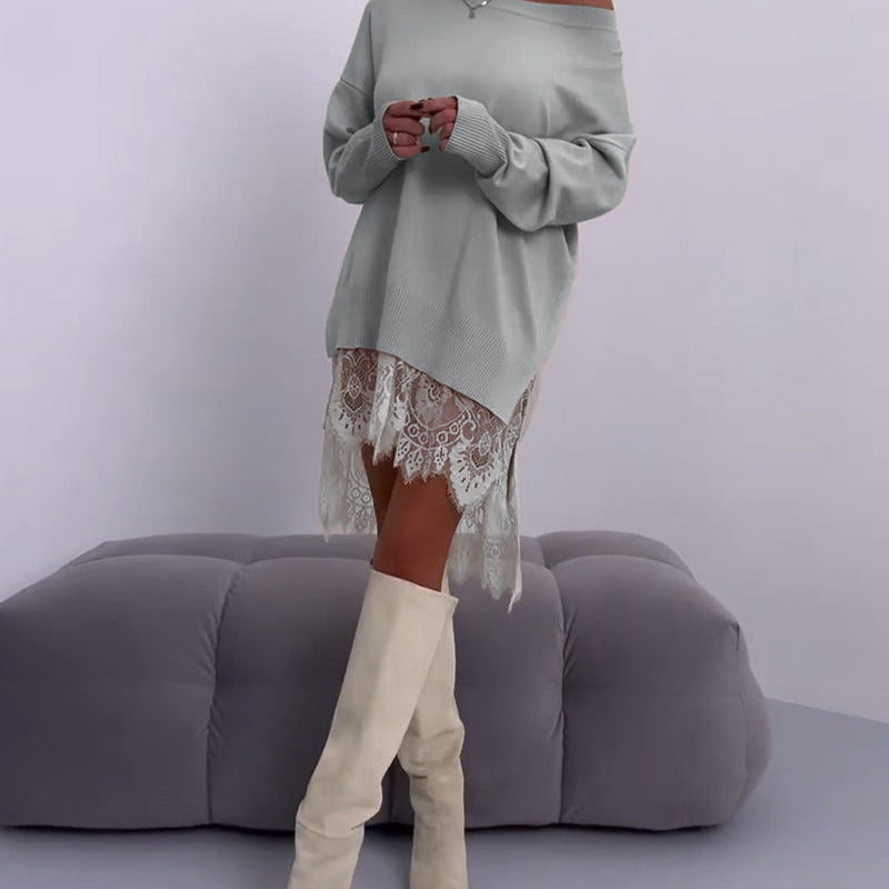 Pull slim à épaules dénudées de couleur unie